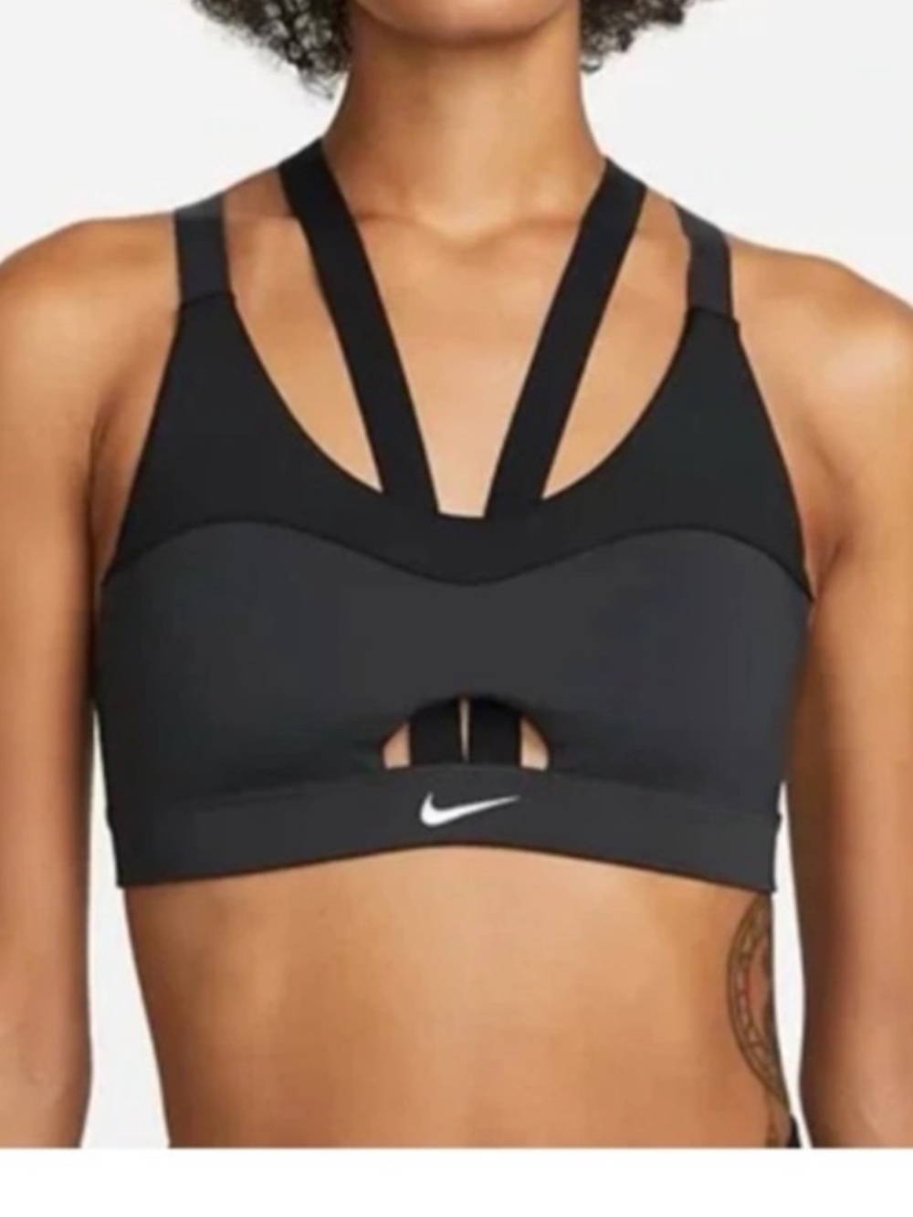 Nike Black Strappy Cutout Sports Bra sz M NWT